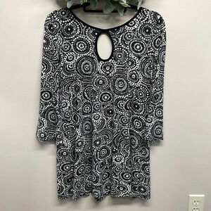 NWOT Salaam Keyhole Shift Tunic Mini Dress 3/4 Bell Sleeves M